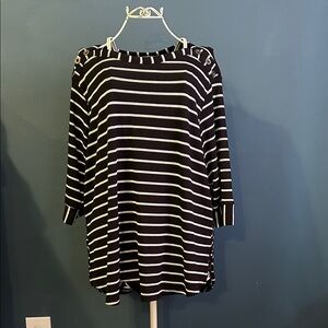 Jane and Delancey Black and White Striped Top